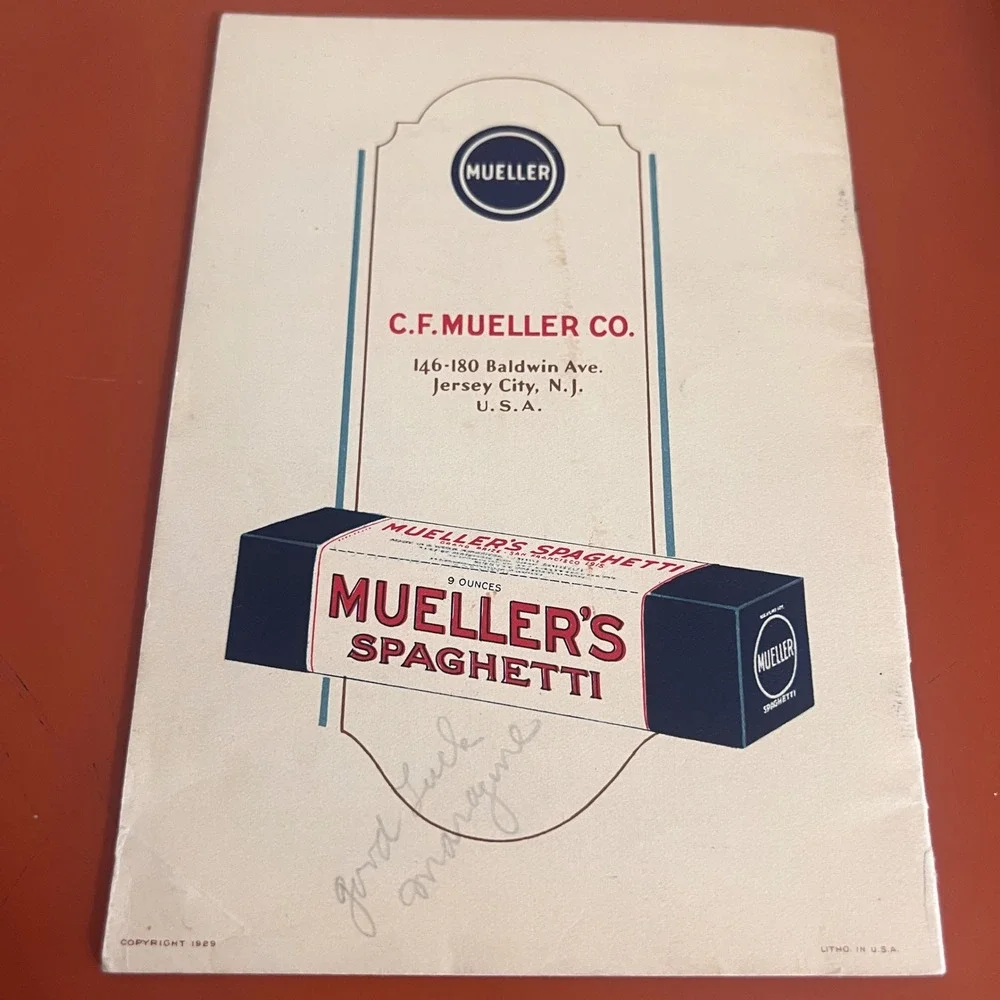Vintage 1929 Muellers Tested & Proven Recipes Pasta Cookbook Booklet Advertising